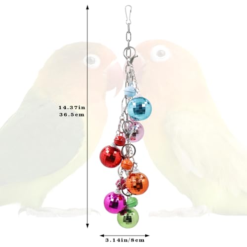 Oooct Bird Swing Wind Chime Toys, Colorful Parrot Hanging Chewing Toy with Hollow Balls and Bells, Bird Cage Accessories for Small to Medium Birds, Budgie Lovebirds Conures Parakeets Cockatiels Rats