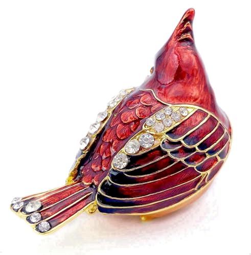 Elegant Cardinal Bird Jewelry Trinket Boxes Hinged .Keepsake Ring Box Necklace Earrings Organizer.Cardinals Gifts for Women Bird Figurines Home Decor. | ring earring organizers stroage,small keepsake,memorial red bird figurine decor - color: B-Cardinal Re
