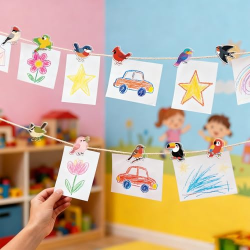 MAYJOYDIY 24Pcs 12 Styles Bird Branch Acrylic Chip Clips Parrot Swallow Robin Bag Sealer Sealing Closures Cute Pink Bird Toucan Bag Clips for Food Storage Airtight Seal Grip - style: Bird