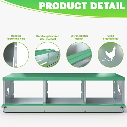 TOCRETOARE Chicken Nesting Boxes, 3 Hole Nesting Box for Laying Eggs, Heavy Duty Metal Nest Boxes for Chicken and Poultry to Collect Eggs, Chicken Laying Boxes Hens Chicken Coop Box - size: 29.0"L x 17.0"W x 14.0"H