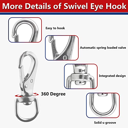 Swivel Eye Snap Hooks, 304 Stainless Steel Heavy Duty 2.7 Inch 3.5 Inch Spring Hooks for Keychains, Bird Feeders, Pet Chains, Dog leashes - style: 2.7"(0#)-8pcs
