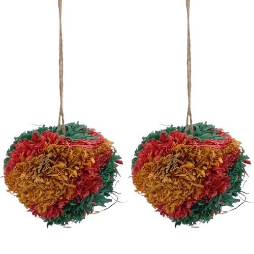 Hypeety Bird Shredding Chew Toy Cage Natural Foraging Shredder Balls, 2pcs | Funny crinkles foraging toys, easy to hang, 4” colorful ball, for cockatiel/conure/parakeet/budgie, fits most cages, 2 pack - color: 2 packs