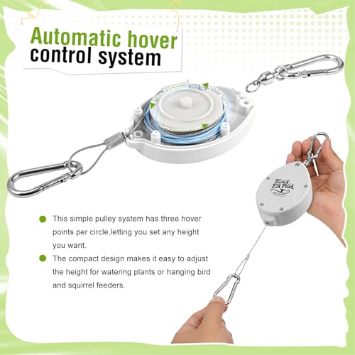 Plant Pulleys for Hanging Plants, Heavy Duty Retractable Hangers, 304 Stainless Steel Rope, Auto Plant Holder, Adjustable Climbing Hook for Garden Baskets Watering, or Bird Feeders 2PC (White) - color: White