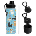 Dog 18 oz Water Bottle, with 2 Lids Handle, Insulated Sports Cup | 18oz Stainless Steel Travel Tumbler, Reusable Leak proof Cup, Anti Slip Boot Mug,Christmas Birthday Dog Gift for Son - color: Dog