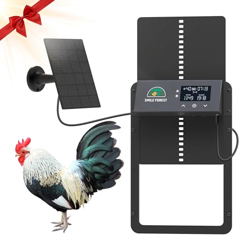 Automatic Chicken Coop Door,Multi-Modes for Chicken Door,Auto Chicken Coop Door with Anti-Pinch Feature,Automatic Coop Door with LCD Display,Run Chicken Automatic Door with Timer & Light Sensor - color: Black