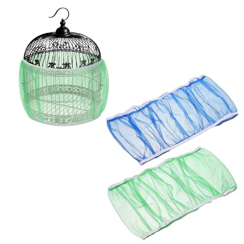 Bird Cage Seed Catcher, Bird Cage Net Cover Seeds Guard, Universal Birdcage Accessories, Blue/Green, Circumference 45.7"-59.1", Height 9.8" for Parrot Cockatiel Enclosures - color: Blue/Green, size: Circumference 45.7"-59.1", height 9.8"