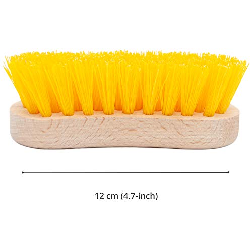 Stiff Bristle Brush - Scrub Brush for Deep Cleaning, Hand Brush with Hard Bristles, Utility Nylon Brush for Indoor and Outdoor, Wooden Boot Hand Scrubber, Scrubbing Brush Heavy Duty - size: 4.72"