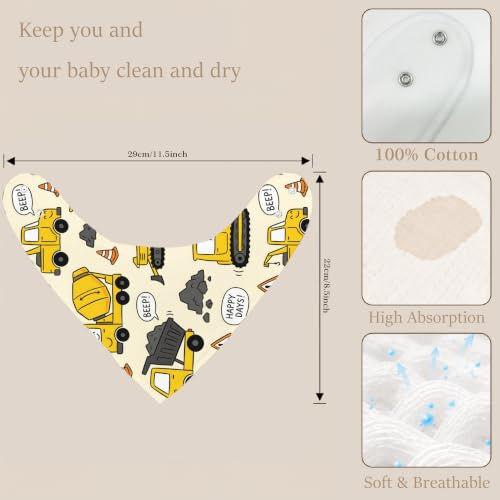 Baby Organic Cotton Teething Cloth Newborn Baby Burp Cloth Bandana Drool Cloth for Drooling Cotton Baby Gifts - color: Construction Truck