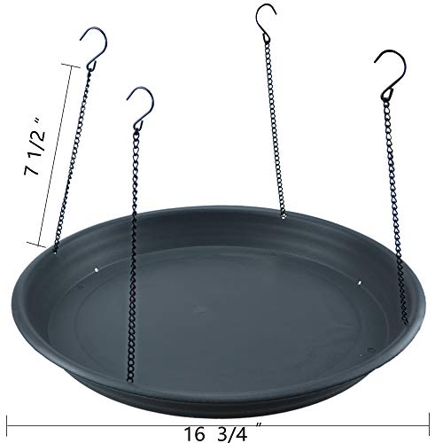 16" Bird Seed Catcher Tray Platform Feeder Hanging Tray Seed Hoop Outdoors Backyard Garden (Black)