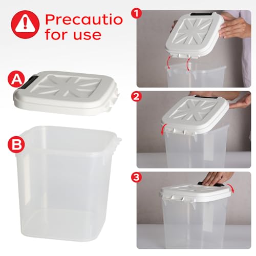 Pet Food Storage Container, 5 lbs Dog Cat Treat Storage Bin with Lid, Dry Food Storage for Dog Treats, Cat Food, Cereal, Rice, Birds (4 lbs) - White | Airtight snap-lock lid, clear BPA-free body, and measuring cup for dog treats, cat food, birdseed, cerea