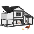 GUTINNEEN Chicken Coop Mobile Chicken House On Wheel Outdoor Rabbit Hutch for 2-4 Chickens 67"(Black and White) - color: Black and White