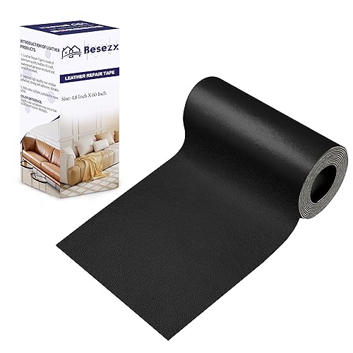 Besezx Leather Repair Patch Tape Kit, Self Adhesive Leather Repair for Furniture, Couch, Sofa, Car Seats,Office Chair,Vinyl Repair Kit.4.8inx60in - color: Black, size: 4.8 in x 60 in