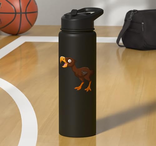 Cute Cartoon Prehistoric Animals Terror Bird For Kids Funny Stainless Steel Insulated Water Bottle - color: Black