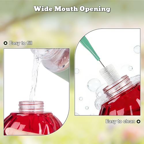Auslar Glass Hummingbird Feeders for Outdoors Hanging, Red, 26 Oz | Hummingbird Feeder with Ant Proof Moat, 5 Bee Proof Feeding Ports, 360°Perch, Leak-proof, Outside Garden Backyard Decor - color: 1. Red