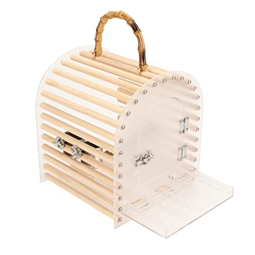 Lightweight Bird Travel Bag Portable Bird Cage Escape Portable Travel Bird Carrier Circular Arc Small Transparent Acrylic Travel Bird Carrier for Bird Parakeets