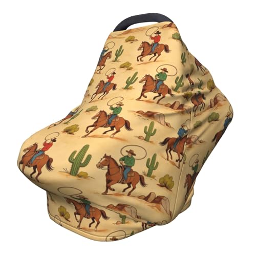 Western Cowboy Cactus Baby Stuff Car Seat Cover for Baby,Mom Nursing Breastfeeding Covers,Multi-Use Car Seat Canopy Carrier Cover,Stroller Cover Newborn Shower Gift for Boys Girls - color: Cowboy