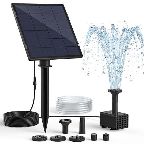 Solar Fountain Pump for Bird Bath, 2.5W Solar Water Pump with Dry-Run Protection, 5 Spray Modes & 4ft Hose, Adjustable Ground Stake for Garden Small Pond Fish Tank DIY Water Feature - size: 2.5W