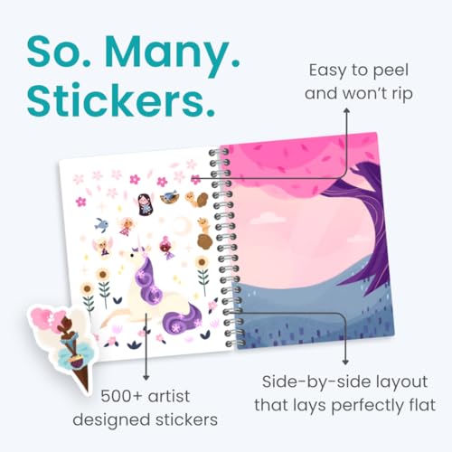A Magical World 500+ Sticker Book for Girls by Cupkin Toddler Airplane Activity Coloring + Sticker Book, Road Trip Essentials, 12 Coloring Pages + Scenes for Ages 2–8 Years - color: A Magical World