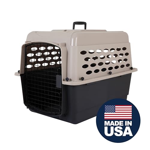 Petmate Vari Dog Kennel - Portable Dog Carriers & Crates for Medium Dogs, Airline-Friendly, Durable Plastic, Pet Carrier For Home and Travel, 28 Inches, Taupe and Black | Airline friendly pet carrier, durable plastic shell, great at home and on trips, sec