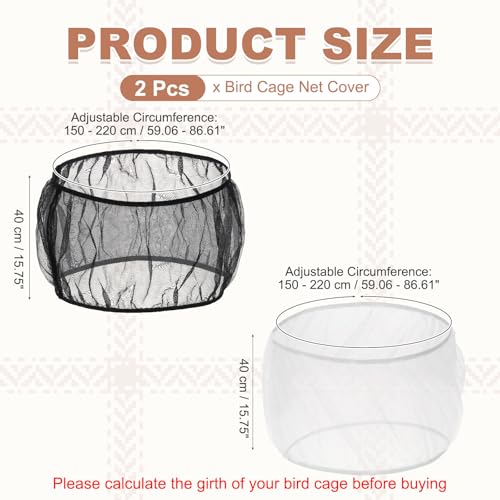 Bird Cage Seed Catcher, Bird Cage Net Cover Seeds Guard, Universal Birdcage Accessories, Black/White, Circumference 59.1"-86.6", Height 15.7" for Parrot Cockatiel Enclosures - color: Black/White, size: Circumference 59.1"-86.6", height 15.7"