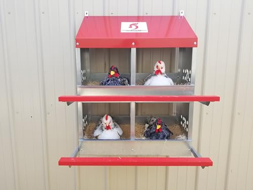Duncan’s 4 Hole Chicken Nesting Box for Laying Hens, American Made Galvanized Steel Hen Nesting Boxes, Easy Assembly Poultry Nest Box for Chicken Coop, Heavy Duty Metal Design