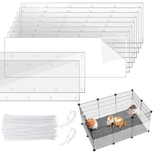 UNIFAMILY 10Pcs Flexible 0.8mm Pet Cage Guard Liners Clear, 14”×4.5” Guinea Pig Cage Side Lining,Scatter Guard for Cage, Rabbit Urine Guard Sheet, Cage Liner Protection,Small Animal Cage Accessories
