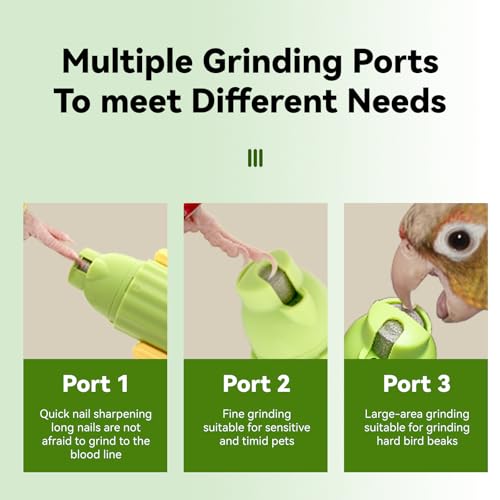 Bird Nail Grinder Upgraded Bird & Cat Nail Clipper rwith LED Lamp 2-Speed Electric Rechargeable Bird Beak Grinding Stone for Cats Dogs Bird Parrot Budgerigars Parakeets Myna Conure Parakeets Lovebirds