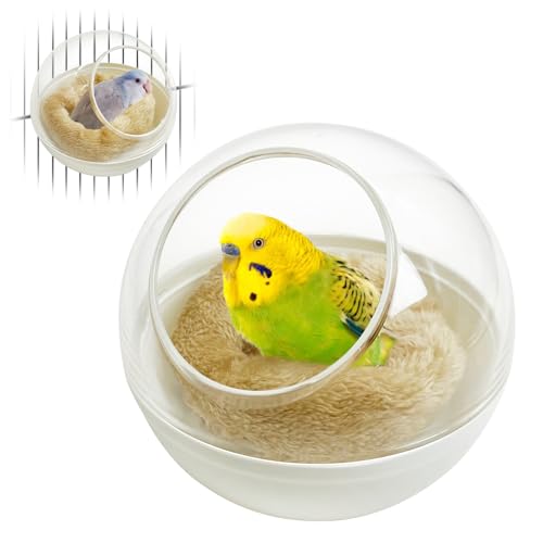 kathson Plastic Bird Nest Chewproof Small Bed with mat Hanging House Hut Bird Cage Breeding Hatching Nest Washable Parakeet Nest for Parrot Budgie Love Bird Canary (White) - color: White