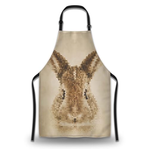 Chef Works Apron Women Rabbit Kitchen Aprons for Men for Kitchen Cooking Restaurant BBQ Painting Crafting Gardening 27” (W) x 31” (H), Waterproof Aprons - color: Rabbit