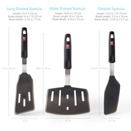 DI ORO Silicone Turner Spatula Set - 600F Heat Resistant, 6-Pc Black | Flexible flippers for eggs, pancakes, and crepes; Won't scratch nonstick pots and pans; BPA-free and dishwasher safe - size: Ultimate Set