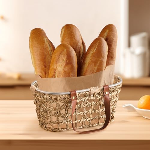 Farmhouse Seagrass Egg Baskets for Collecting Fresh Eggs Handmade Egg Collecting Basket Wicker Oval Storage Basket for Picnic, Harvest, Vegetable - color: Oval-Seagrass