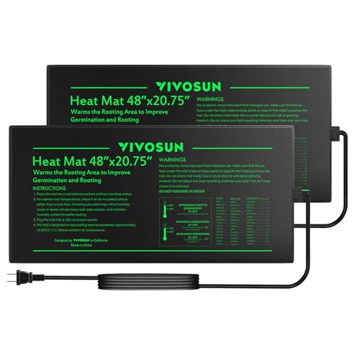 VIVOSUN 2-Pack 48" x 20.75" Durable Waterproof Seedling Heat Mat | UL & MET-Certified Warm Hydroponic Heating Pad for Germination, Indoor Gardening, Greenhouse - size: 48" x 20.75" - 2pack