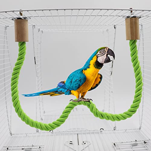 2 Pack Bird Hemp Rope Perch Swing, Bird Cage Stand Pole Accessories, Paw Grinding Standing Climbing Perch for Parrot, Parakeet, Budgies, Lovebirds(23.62"/60 cm) - color: Green, size: 23.62 inches