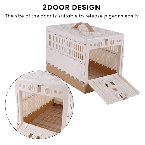 Plastic Foldable Pigeon Cage with Handle, S, Two Doors | Portable Bird Travel Carrier Cage, Pigeon Cage Pairing Cage, Pigeon Nest Box Easy to Clean for Training Release Competition - size: 12.6"L x 7.9"W x 8.7"H