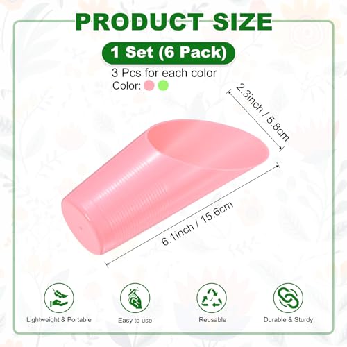 M METERXITY 6-Pack Bonsai Soil Scoops, Plastic Garden Soil Scoops Bucket Shovel Potting Scoopers for Transplanting/Flower Planting/Plant Succulent, Colorful Small Gardening Tools [Green, Pink] - color: Green, Pink
