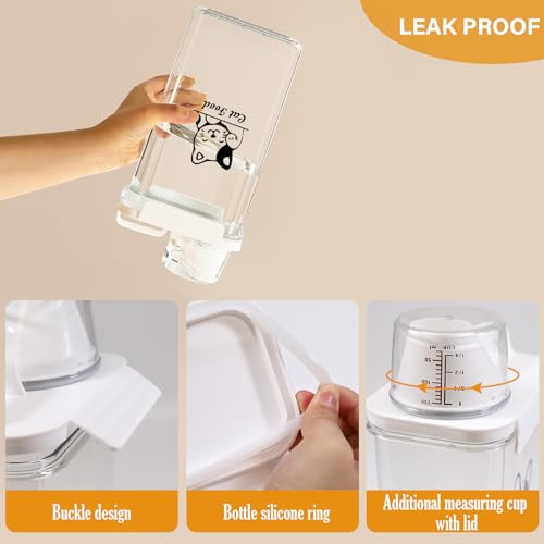 Cat Food Container 2.5L Clear Plastic Cat Food Storage 3 lbs Cat Food Portable Container with Pour Spout/Measuring Cup,Airtight Pet Food Dispenser Ideal for Travel,Camping,Picnic-BPA Free - color: Cat