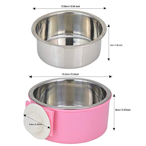 Crate Dog Bowl Removable Stainless Steel Water Food Feeder Bowls Cage Coop Cup for Cat Puppy Bird Pets - color: Pink, size: Small