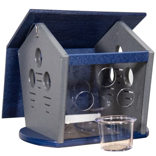 Ultimate Enclosed Bluebird Feeder - Keeps Starlings and Bully Birds Out - Holds 2 Cups Dried Mealworms