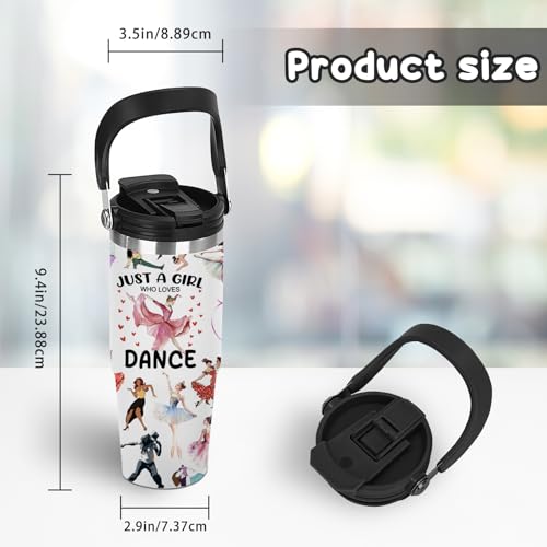 Dance Gifts for Women & Girls - Ballet 30oz Insulated Stainless Steel Tumbler with Handle, Cute Leak-Proof Water Bottle for Dancers, Dance Lovers - Great for Performances, Christmas & Birthdays - color: Dance2