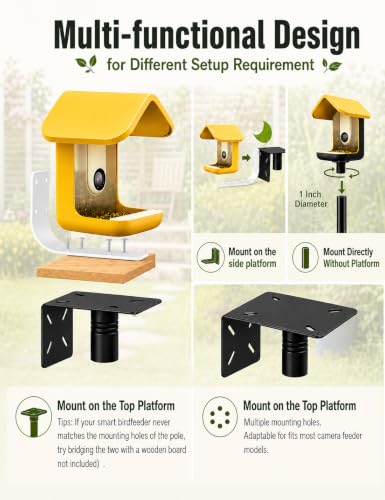 Bird Feeder Pole Kit with Squirrel Baffle, 76 Inch Heavy Duty Bird House Pole, 1-Inch Diameter Metal Bird Feeder Stand with Mounting Plate for Outdoor Smart Bird Feeders - size: 76in With baffle