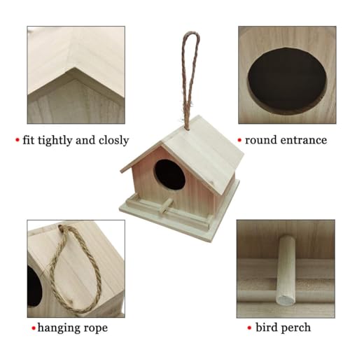 Bird Houses for Outside Bluebird Houses for Outdoors Hanging Wooden Birdhouse Hand-Painted Bird Nest Garden Patio Decor for Wren Swallow Sparrow Throstle Finch