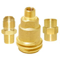 Joywayus Solid Brass QCC1 Nut Propane Gas Fitting with 1/4" NPT Male Pipe Thread, 1/4" NPT Female Coupler, 1/4" NPT Male x 3/8" Flare Male Adapter Kit