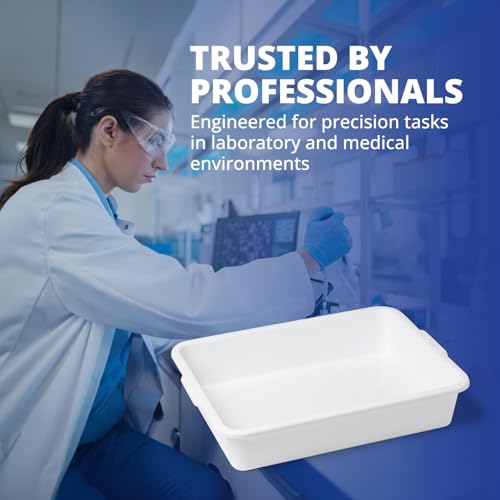 United Scientific™ Polypropylene Containment Lab Tray with Handles, 10-Pack | 15" L x 12" W x 3" H, Stackable Design, Easy to Clean, Chemical Resistant, Temperature Resistant, Multi-Purpose Utility Tray - size: 15" x 12" x 3" (10 Count)