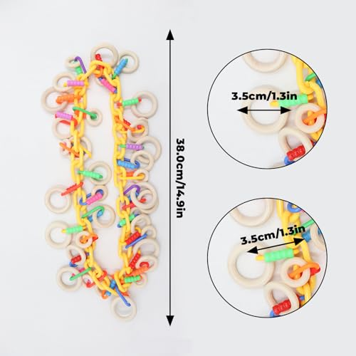 Interactive Wearable Bird Toy – Chewable Wooden Ring Necklace for Parakeets & Small Birds | Cage or Shoulder-Mounted Bonding Toy