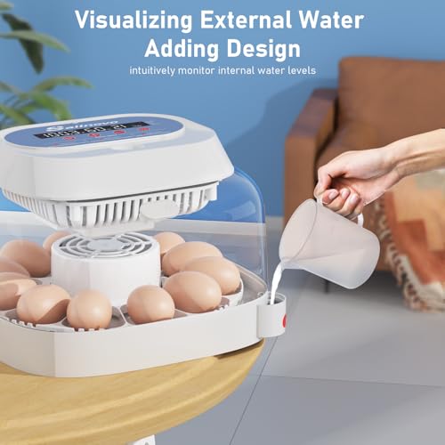 Sailnovo 12 Egg Incubator with Automatic Egg Turning & Temperature Control | Manual & Preset Modes,Built-in Candler,360°View Window,Humidity Display,Chicken Duck Quail Eggs Home Classroom Lab