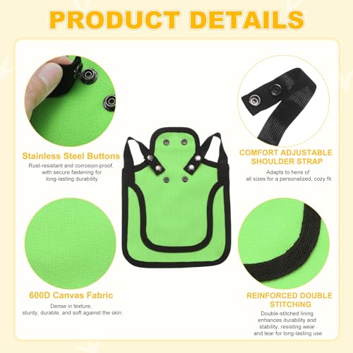 M METERXITY 4-Pack Chicken Saddle for Hens, 9.8 Inch Canvas Chicken Apron Back Protector with Adjustable Strap for Protecting Bird Back Feathers, Poultry Saver [Neon Green] - color: Neon Green