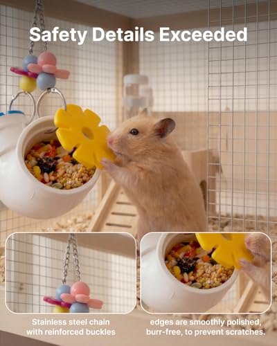 2 PCS Hanging Foraging Chew Toy Interactive Treat Dispenser, Small Animal Cage Enrichment Puzzle Feeder for Rats, Guinea Pigs, Bird,Easy to Disassemble & Clean