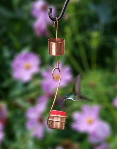 Monarch Abode Hanging Hummingbird Feeders for Outdoors – Pure Copper Handcrafted Single Hanging Hummingbird Feeder, Decorative Humming Bird Feeders for Outdoors Garden Patio Deck, Pack of 2 - style: Single Feeder (2-Pack)