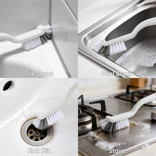 Crevice Cleaning Brush - Grout Scrub Brush, House Cleaning Supplies, Gap Cleaning Tools, Home Essentials, Gifts for Women Men, Hard Bristle Crevice Cleaner Brush for Household Use, Bathroom(11Pcs) - color: Black