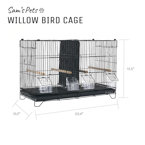 Sam's Pets Willow 24" Bird Cage, Black - Premium Iron, Spacious, Easy-to-Clean, 4-6 Birds, Ideal for Cockatiels, Parrots, Budgies - color: Black